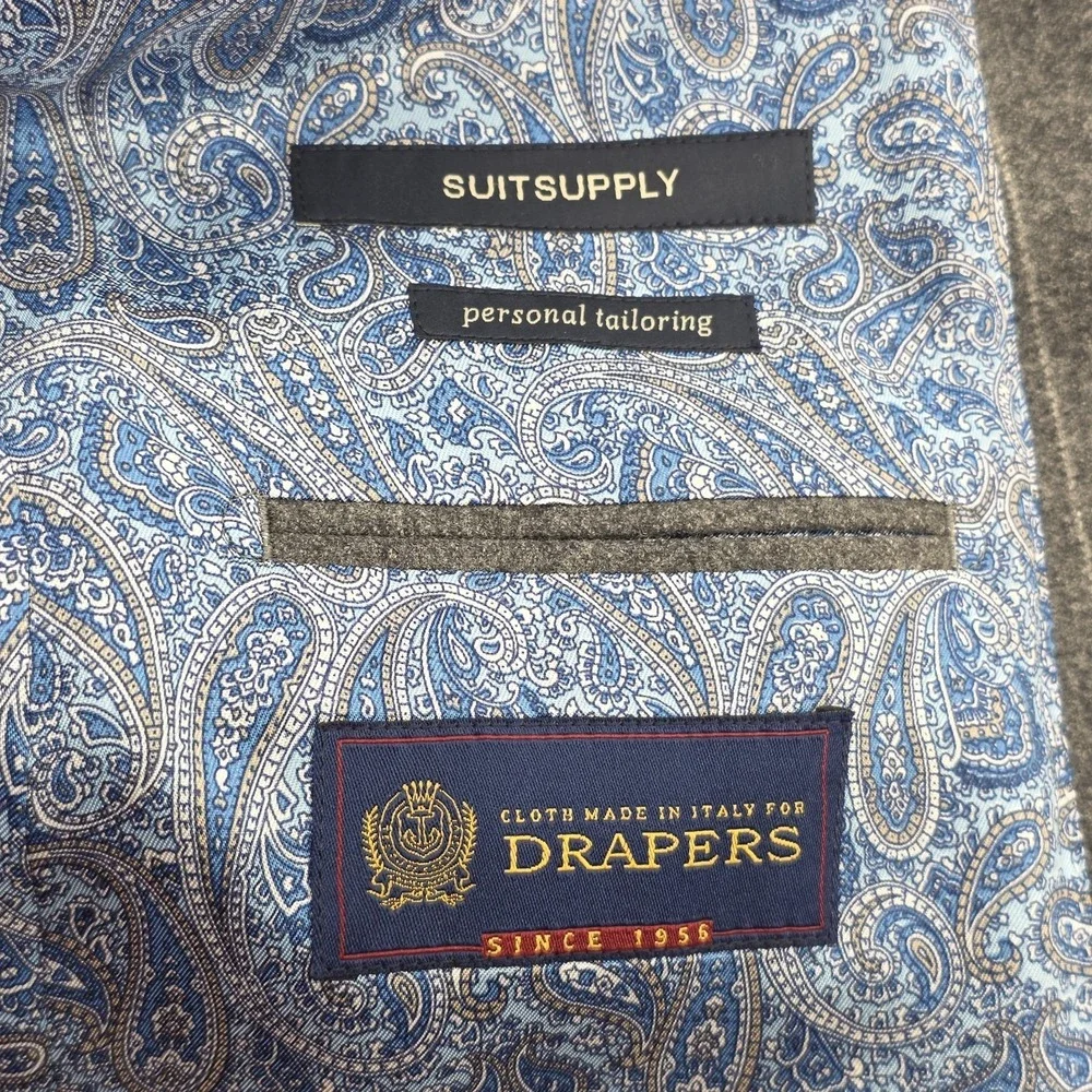 suitsupply Lazio wool blazer gray Chalk striped men M/L tailored drapers